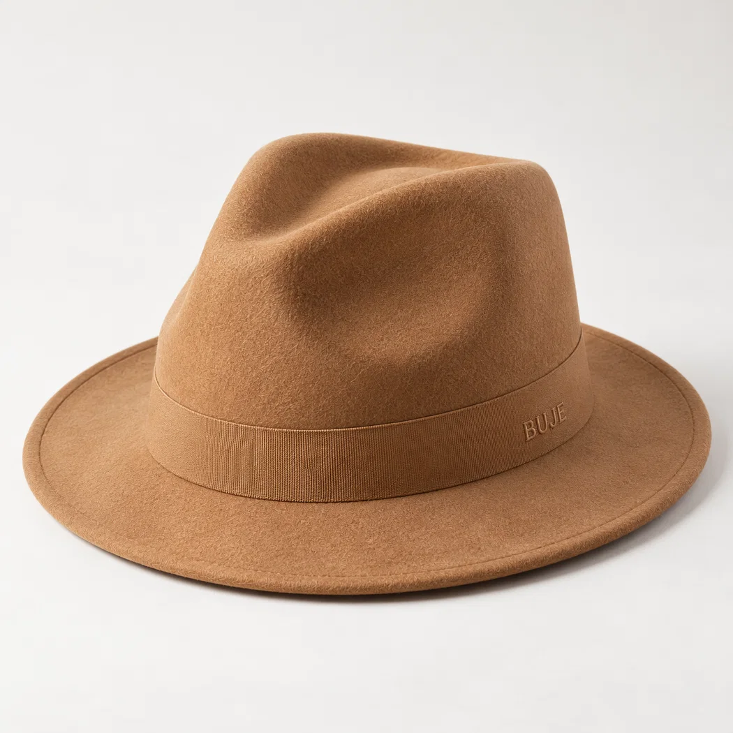 BUJE Camel Minimal BUJE Nakışlı Fötr Şapka