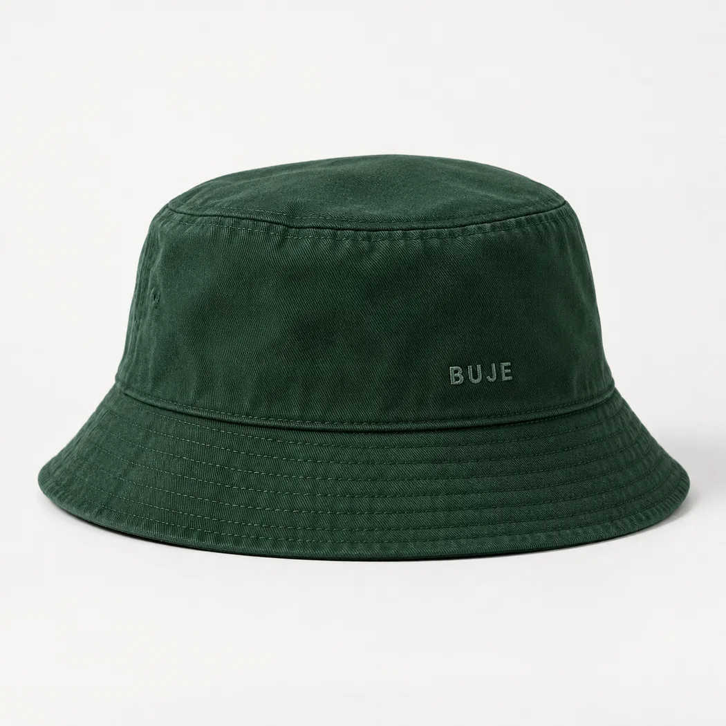 BUJE Orman Yeşili Minimal BUJE Nakışlı Bucket Şapka