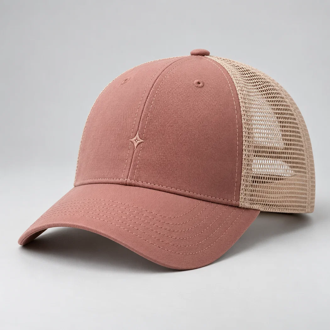 BUJE Pudra Pembe Bej Fileli Trucker Şapka