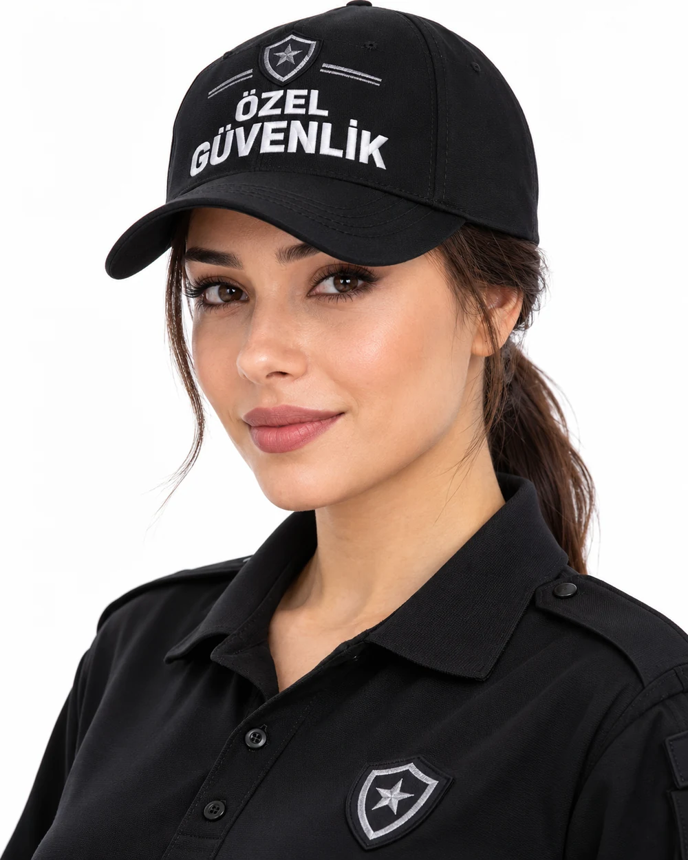 BUJE Özel Güvenlik Kadın Cap / Siyah Klasik Şeritli