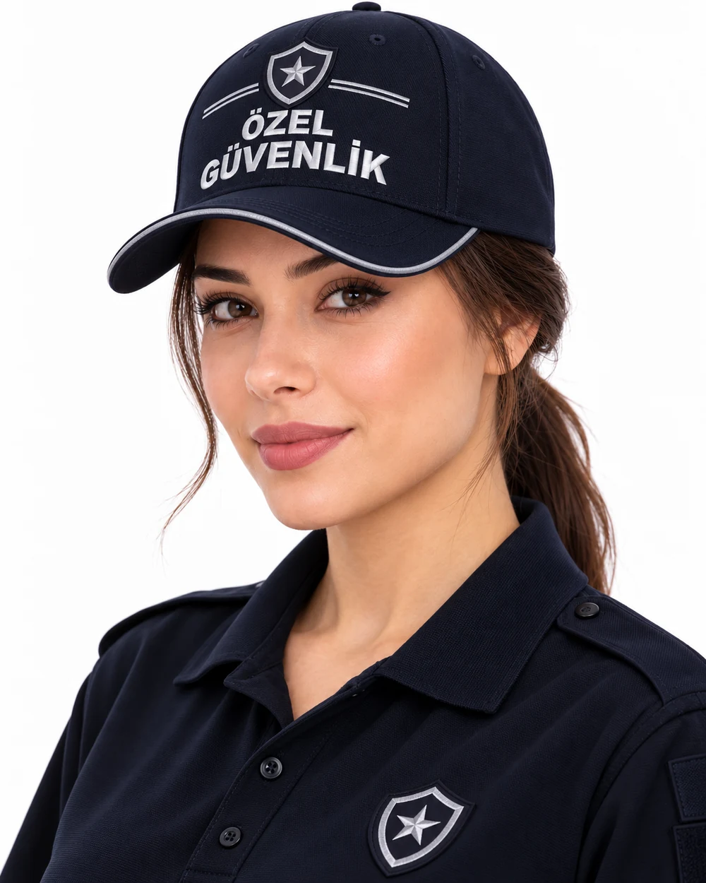 BUJE Özel Güvenlik Kadın Cap / Lacivert Gümüş Biyeli