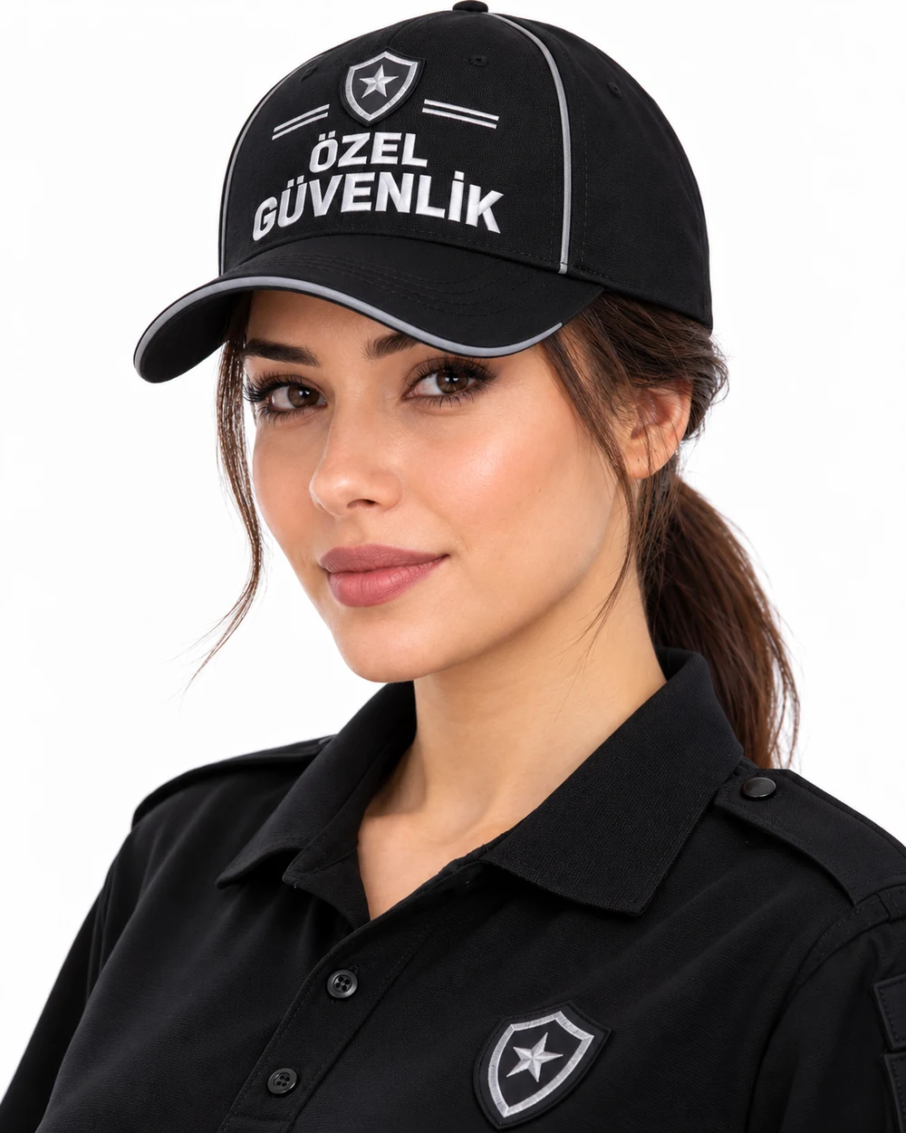 BUJE Özel Güvenlik Kadın Cap / Siyah Premium İnce Biyeli