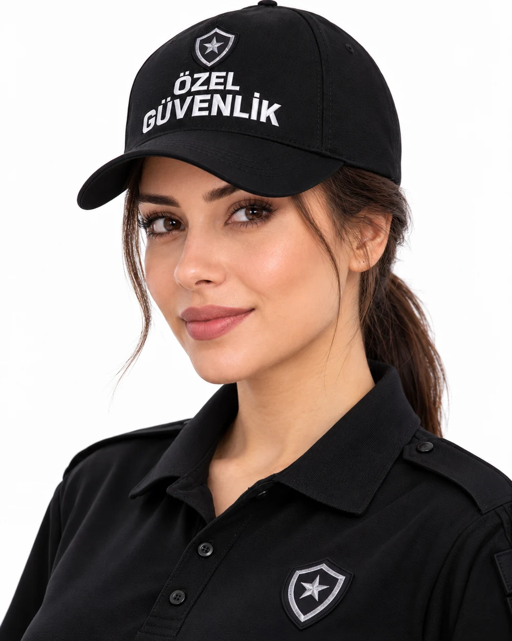 BUJE Özel Güvenlik Kadın Cap / Siyah Sade Kurumsal