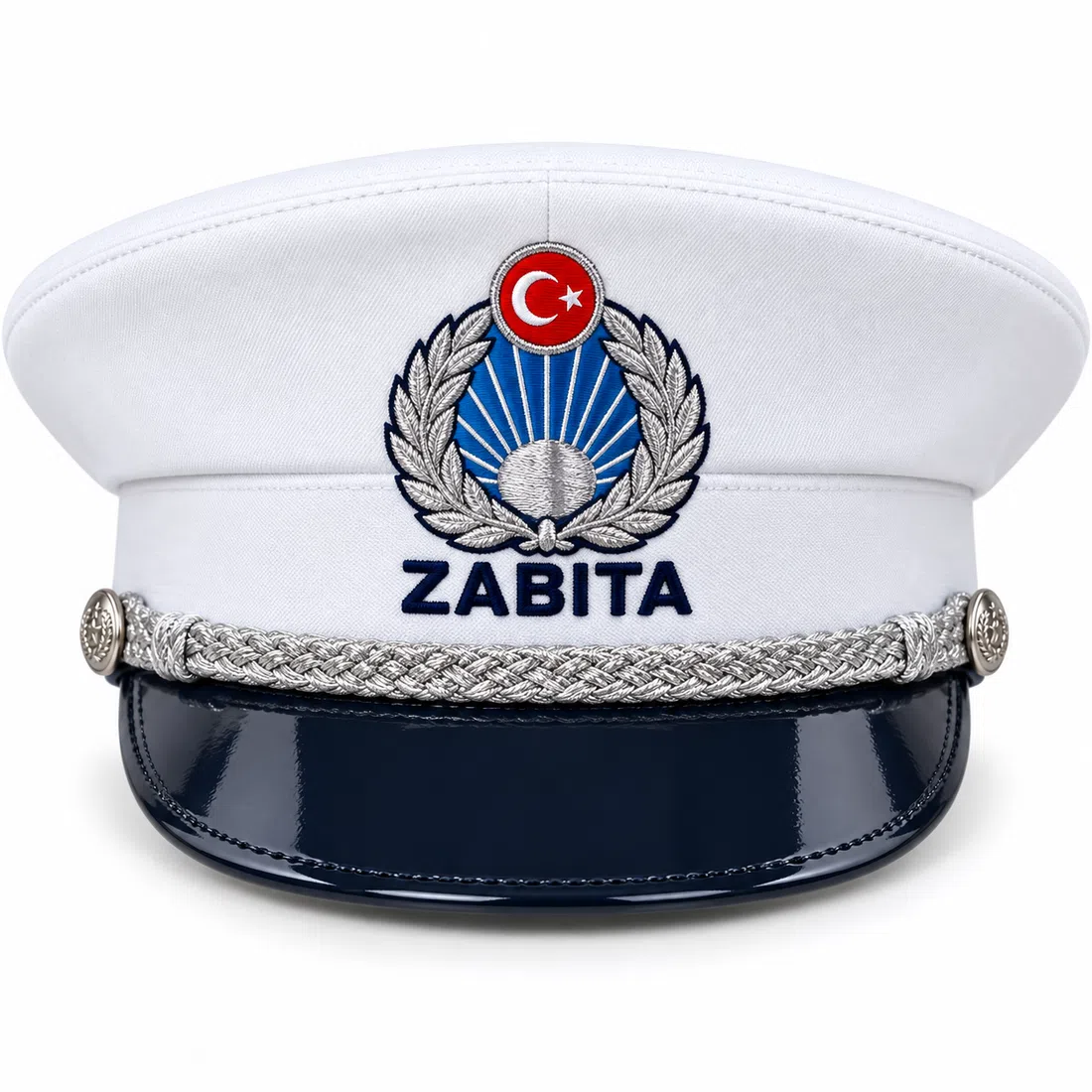 BUJE Beyaz Zabıta Şapka Ve Arması