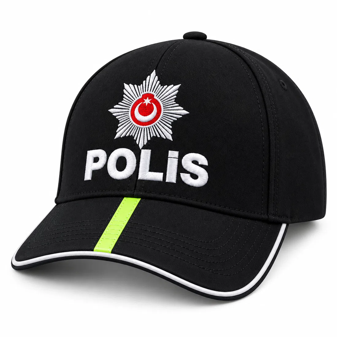 BUJE Siyah Polis Şapka Ve Türk Bayraklı Rozet