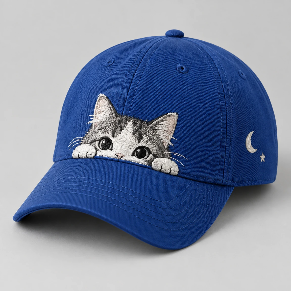 BUJE Kedi Nakışı Cap – Mavi – Seri 03