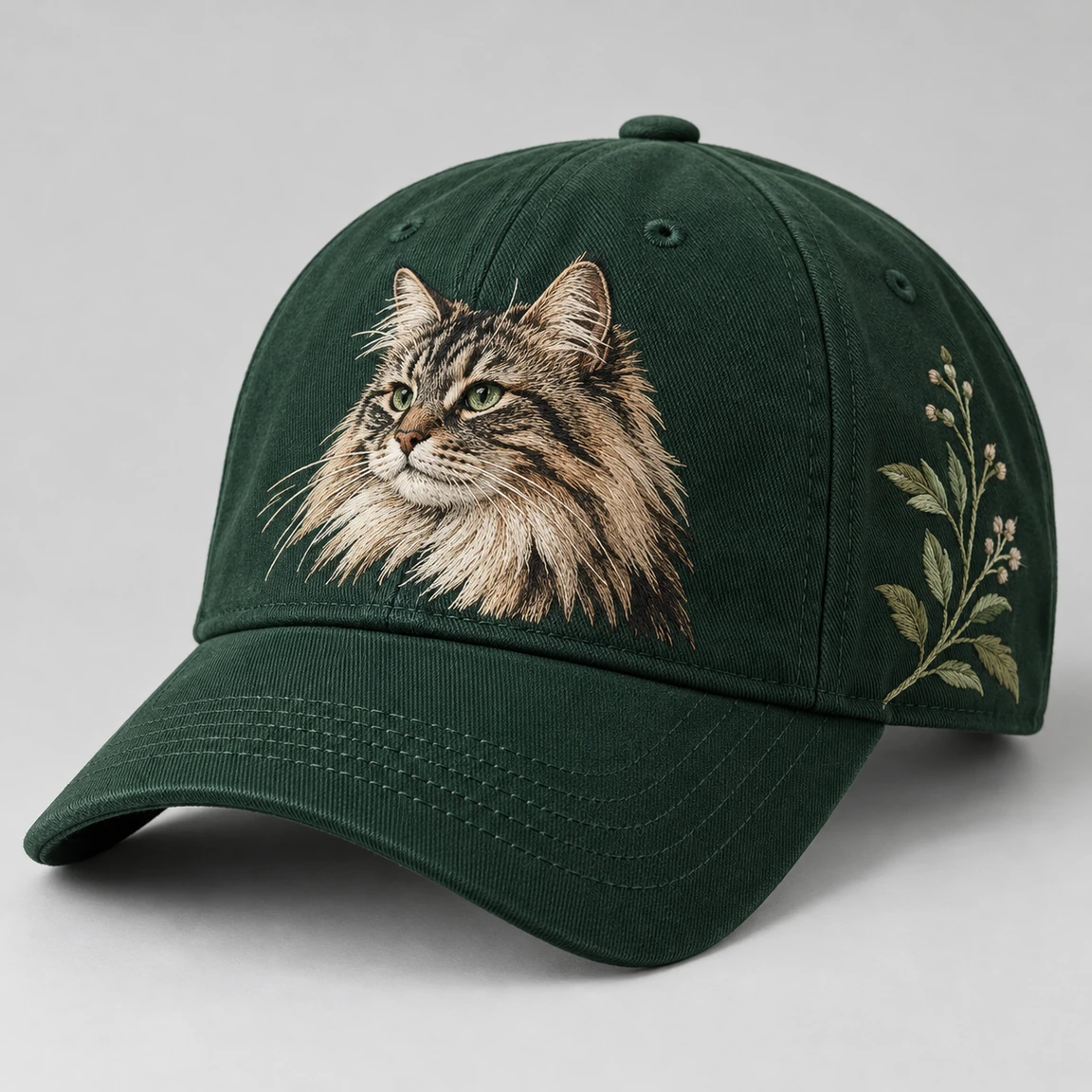 BUJE Kedi Nakışı Cap – Orman Yeşili – Seri 04