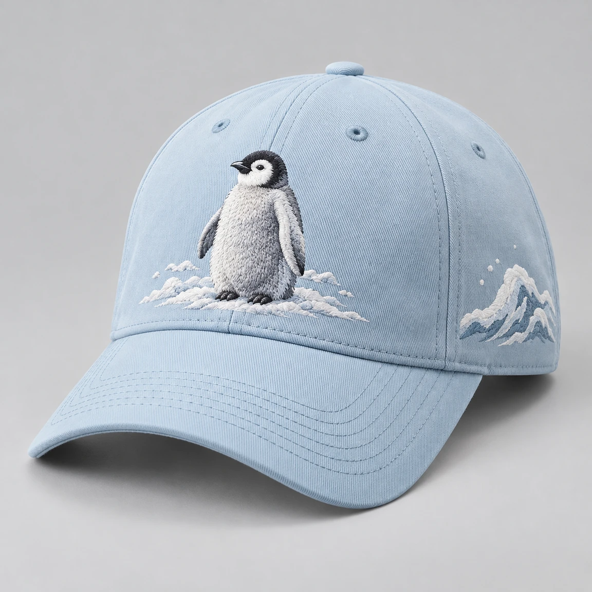 BUJE Penguen Nakışı Cap – Pastel Mavi – Seri 03