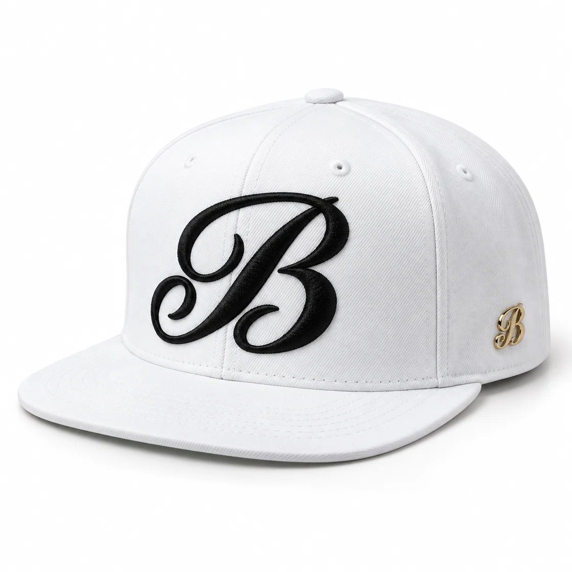 BUJE Beyaz Snapback · Siyah B Harf Nakışı