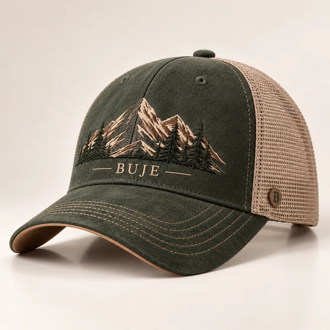 BUJE Orman Yeşili Trucker · Dağ ve BUJE Nakışı