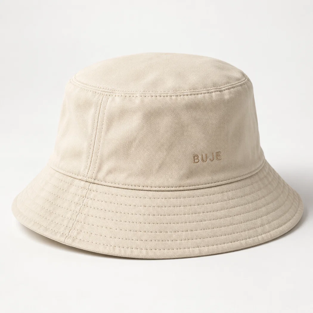 BUJE Krem Minimal BUJE Nakışlı Bucket Şapka
